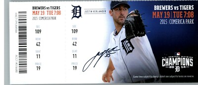 Milwaukee Brewers vs Detroit Tigers 5/19/2015 Full Ticket - Justin Verlander .
