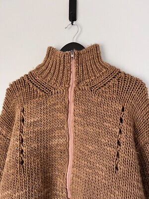 ROA Winter Hand Made Zip Up Sweater - Size Large - Light Brown