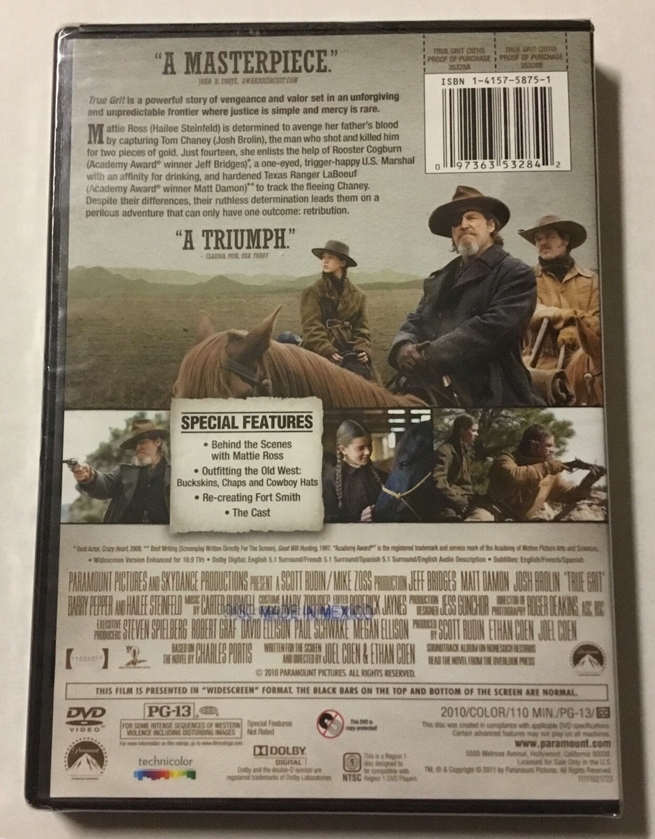 New Sealed True Grit DVD Jeff Bridges Matt Damon Joel & Ethan Coen