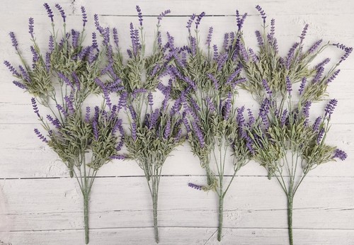 Artificial Lavender Flowers in Bundles Fake Silk Faux Lavender Plant Wooden Pots - Picture 76 of 77