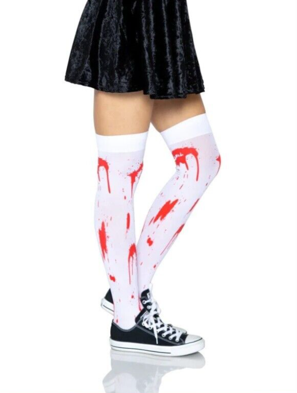 White Bloody Zombie THI HI STOCKINGS Spooky Horrorpunk Gore Zombie