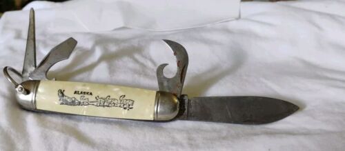 Vintage IMPERIAL USA PROV. R.I "ALASKA ADVERTISING" 4 BLADE CAMP KNIFE