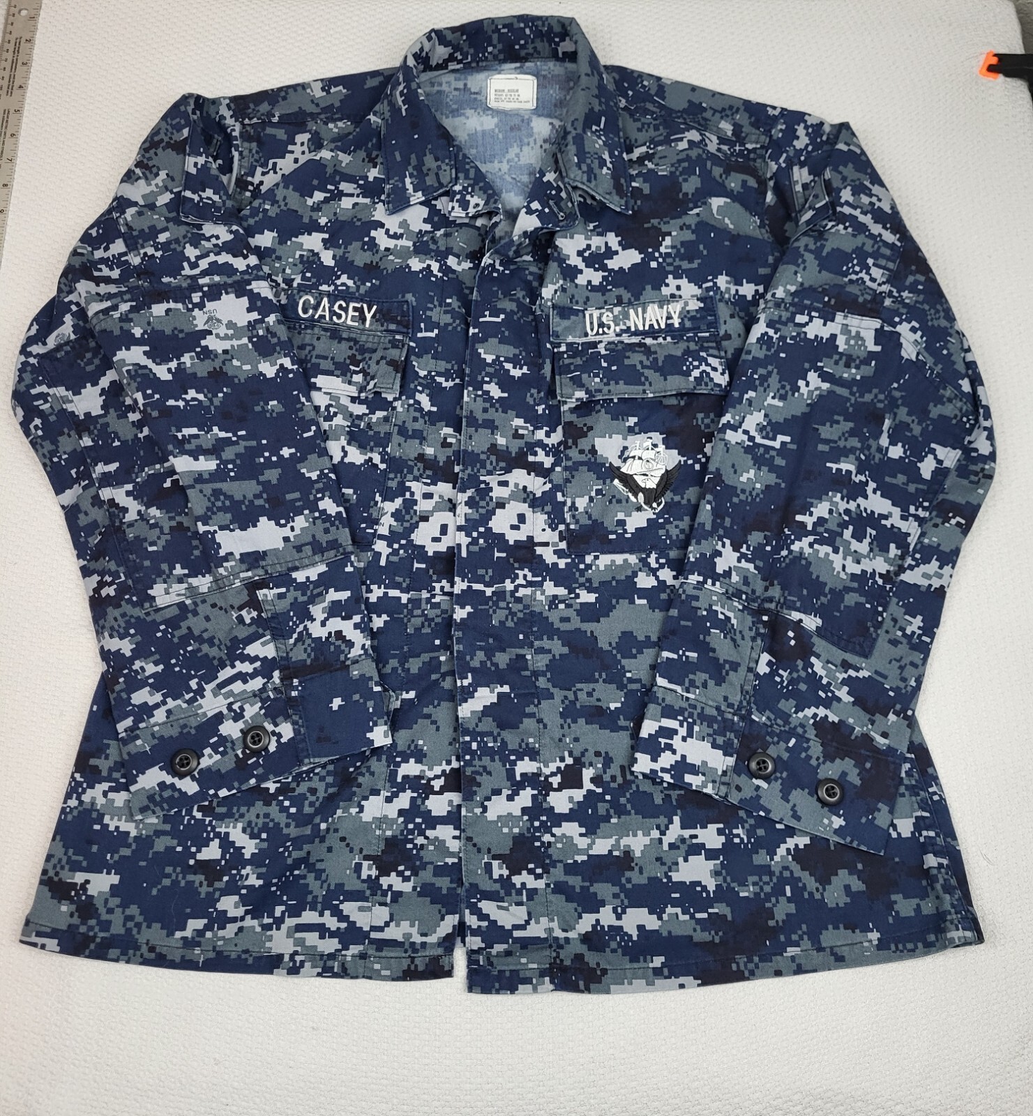 US Navy Digital Camo Jacket Mens Medium Blue Military Hardcore Cargo Trousers