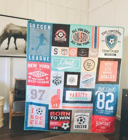 Varsity Soccer Panel by Deena Rutter of Riley Blake Designs- P7953 Coral - Image 2 of 2