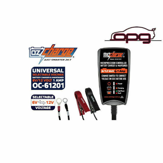 OzCharge 6/12 Volt 1 Amp Battery Charger Trickle Maintainer for Harley