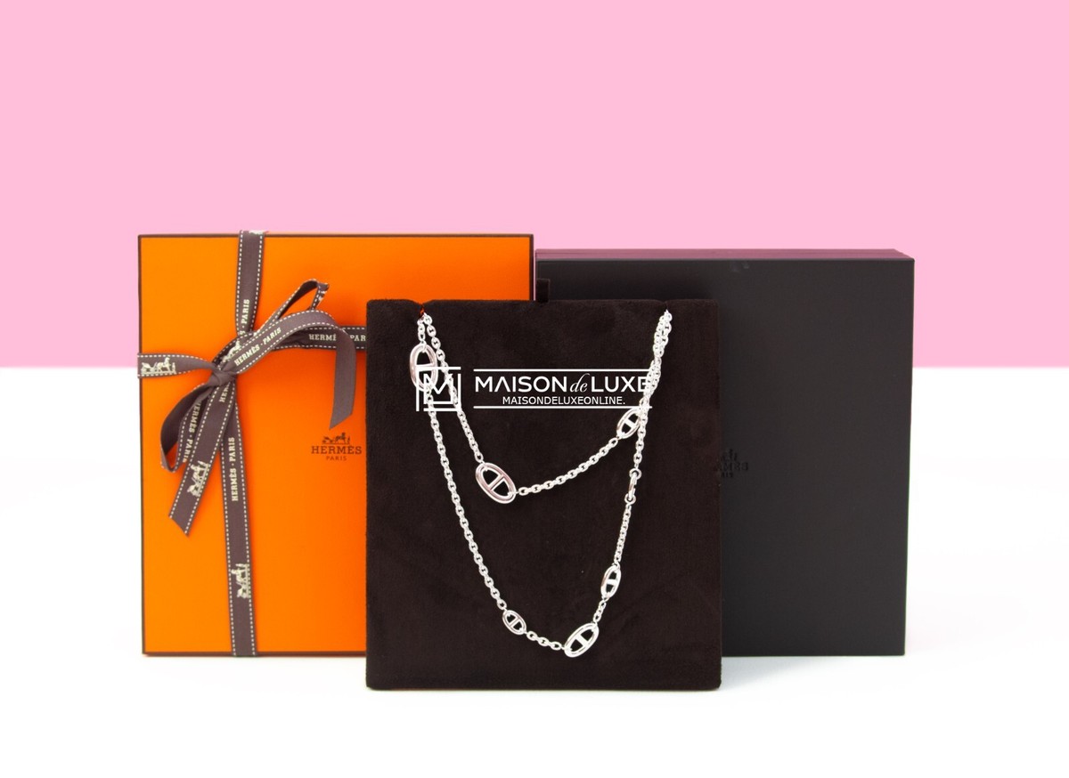 NEW HERMES STERLING SILVER FARANDOLE 160 LONG NECKLACE 925 CHAIN 