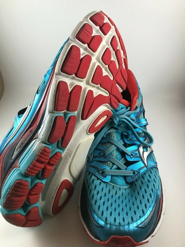Saucony Triumph ISO PWRGrid+ S10262-5 Womens Running Shoe 9.5 Aqua Blue Red - Picture 2 of 4