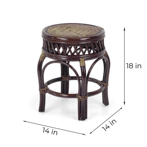 Ginger Handmade Rattan Wicker Stool Ottoman Plant Stand - Picture 17 of 30