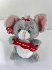 Vintage Russ Berrie MOUSE Plush Stuffed Animal Toy "I LOVE YOU THIS MUCH" W/ Tag