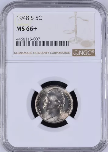 1948-S 5C Jefferson Nickel NGC MS66+      4468115-007