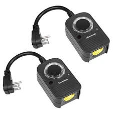 2-PACK DEWENWILS Outdoor Plug in Countdown Timer Switch Light Sensor Outlet