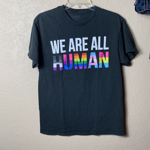 All Human Black T Shirt Rainbow Pride 