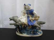 Ivan Tsarevich on Gray Wolf Gzhel Porcelain Figurine Soviet Russian USSR 50s