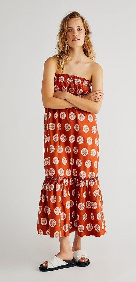 FREE PEOPLE Leanna Baja Bandeau Printed Midi Dress WOMENS MEDIUM Brick NWT $108 | eBay FREE PEOPLE Leanna Baja Bandeau Printed Midi Dress WOMENS MEDIUM Brick NWT $108 | eBay