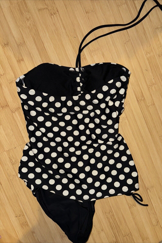 F&F SWIM BLACK WHITE SWIMSUIT Size 14 Halter Neck POLKA DOTS eBay