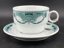 vintage unused Czech art nouveau style coffee/tea cup and saucer set of 2