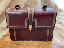 Vtg Two Tone Brown Leather Purse Suede Lined
