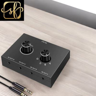 4 Way/3.5Mm Stereo Audio Switcher Bi-Directional Audio Switch Splitter Bo 4X1/1X