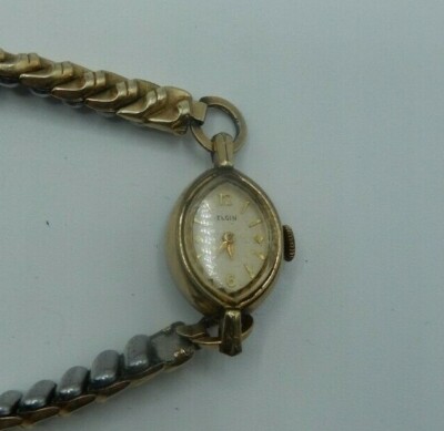 Vtg ELGIN Ladies Watch 17 jewels 902 10k w Flex-Let