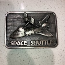 1980 Metal 3D NASA Space Shuttle Belt Buckle 3.25 x 2.25