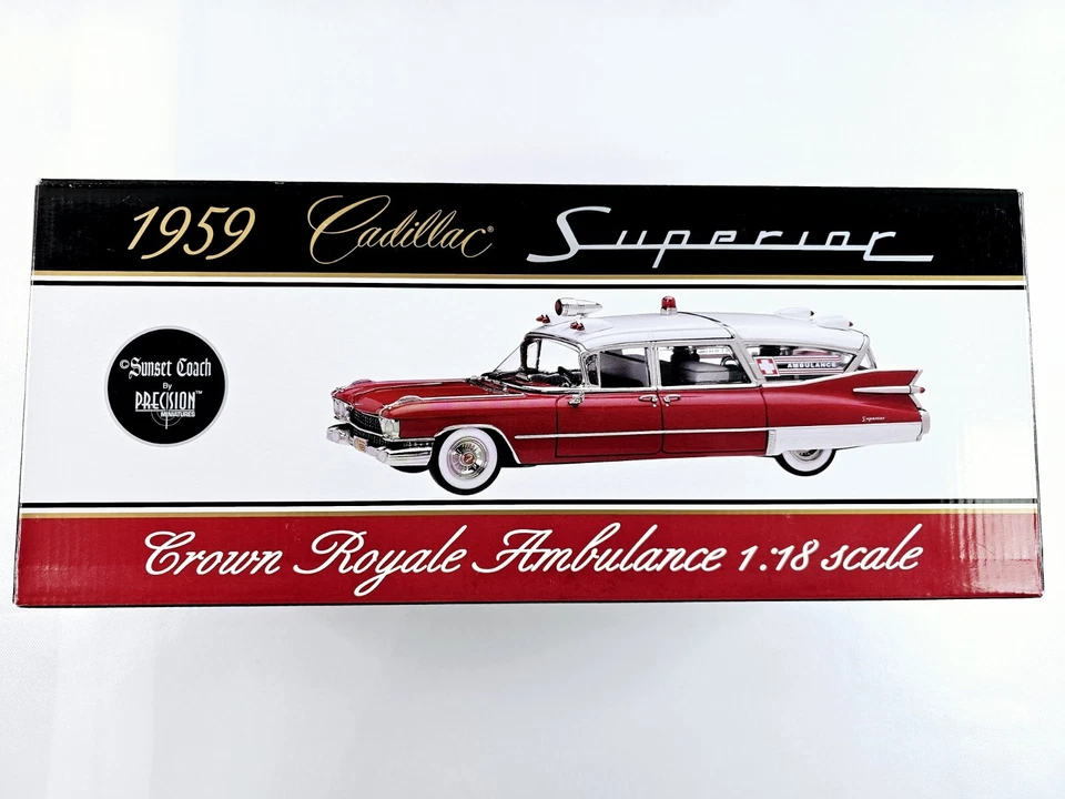 Sunset Coach 1959 Cadillac Superior Crown Royale Ambulance 1:18 Scale White New - Image 2 of 4