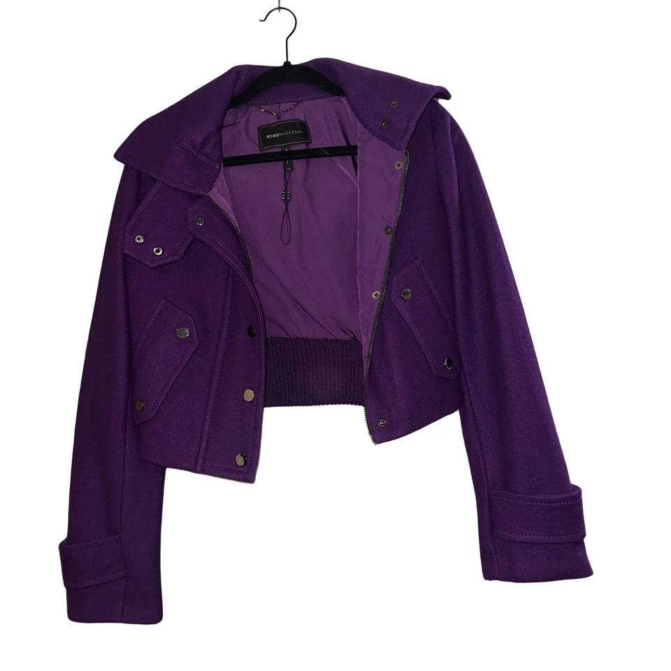 CHAQUETA MOTERA MUJER BCBG LANA MORADA TALLA XS Foto 3 de 4