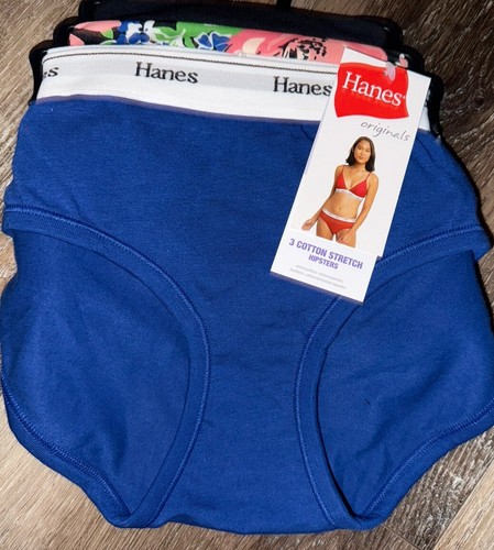 Hanes Originals ~ 3-Pair Womens Hipster Underwear Panties Cotton Blend ~ L/7