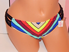 Victoria's Secret PINK strappy bikini bottom black multi small