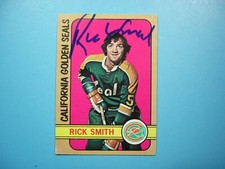 1972/73 O-PEE-CHEE NHL HOCKEY CARD #23 RICK SMITH VG/EX AUTO AUTOGRAPH OPC