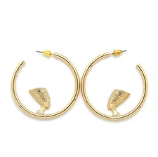 Women's Egypt Queen Nefertiti 1.75", 2.35" Pierced Fashion Hoop Earring 