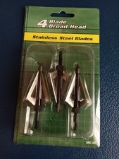 4 Razor Sharp Blade Stainless Steel Broadhead Hunting Arrow Head 3 PACK