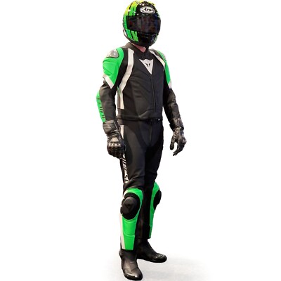 Herren Lederkombi 58 - Dainese Avro 4 Custom Works - schwarz-weiß-fluogrün