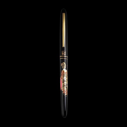 WANCHER × KURETAKE Fountain pen size M "Hana Maiko" Makie Nib stainless Aluminum - Picture 6 of 7