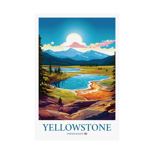 Yellowstone National Park poster , Travel Print ,Wall Art , Wyoming poster #034 - 第 41/43 張圖片