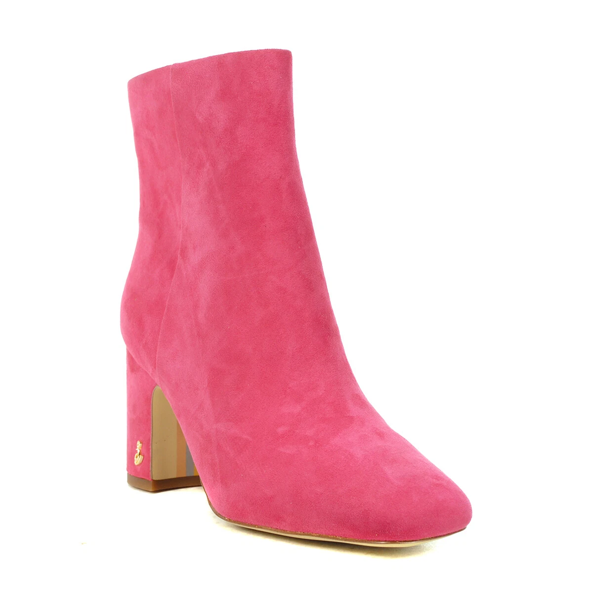 pink suede heel boots
