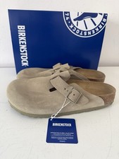 Birkenstock Boston Velourleder Faded Khaki Clogs  Gr. 42 Schmale Weite