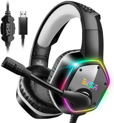EKSA E1000 USB PC Gaming Headset Mit Mikrofon, Gamer Headset Mit Bass Surround S