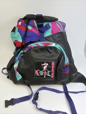 SALOMON VINTAGE 1980'S 90 S SKI BACKPACK BAG BLACK TEAL NEON PINK RETRO LOGO