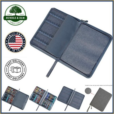 Functional Gray Pen Case for Artists with 48 Slot Capacity and Water Resistance