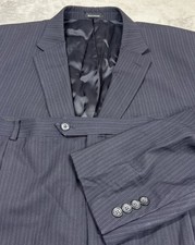 Joseph  Feiss Suit Mens 48R 43x28 Navy Blue Pinstripe Wool Business Cuffed