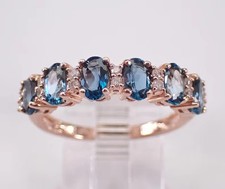 Lab Created London Blue Topaz 2Ct Oval Cut Wedding BandRing 14K Rose Gold Plated