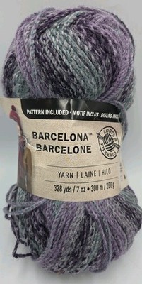 NEW Loops & Threads BARCELONA Yarn QUARTZ #6243 Purple Gray Teal 7oz 328 Yards