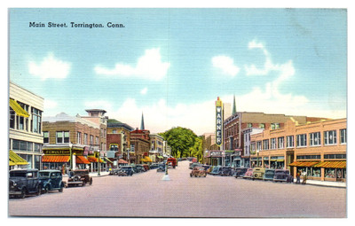 Postcard: Main Street, Torrington, Conn. SCHULTE ARNER