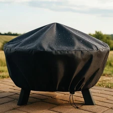 40 in Heavy-Duty PVC Round Outdoor Fire Pit Cover - Black by Sunnydaze