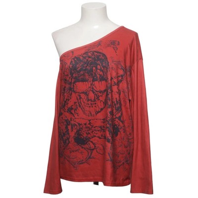 Romwe, Langarmshirt, Größe: 36, Rot/Schwarz, Print, Damen #yfL