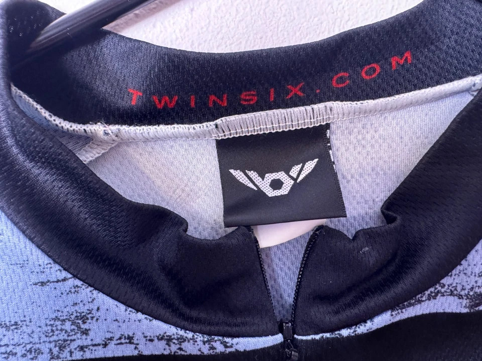 TWIN SIX Masher Cycling Jersey Mens Sz Large Striped 3/4 Zip Back Pockets - Image 4 of 4