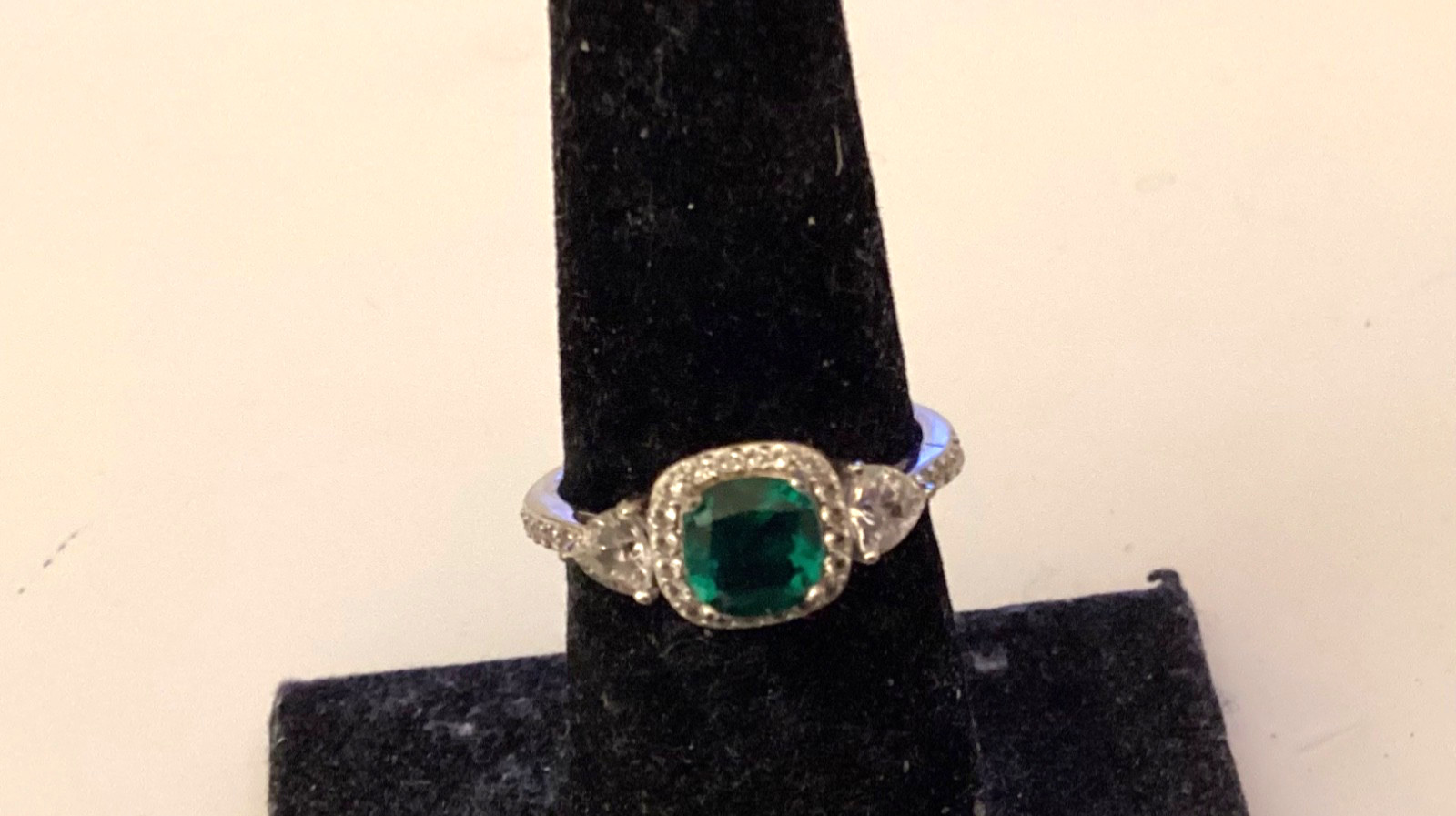 Sterling Silver 925 Simulated Square Emerald Ring… - image 2