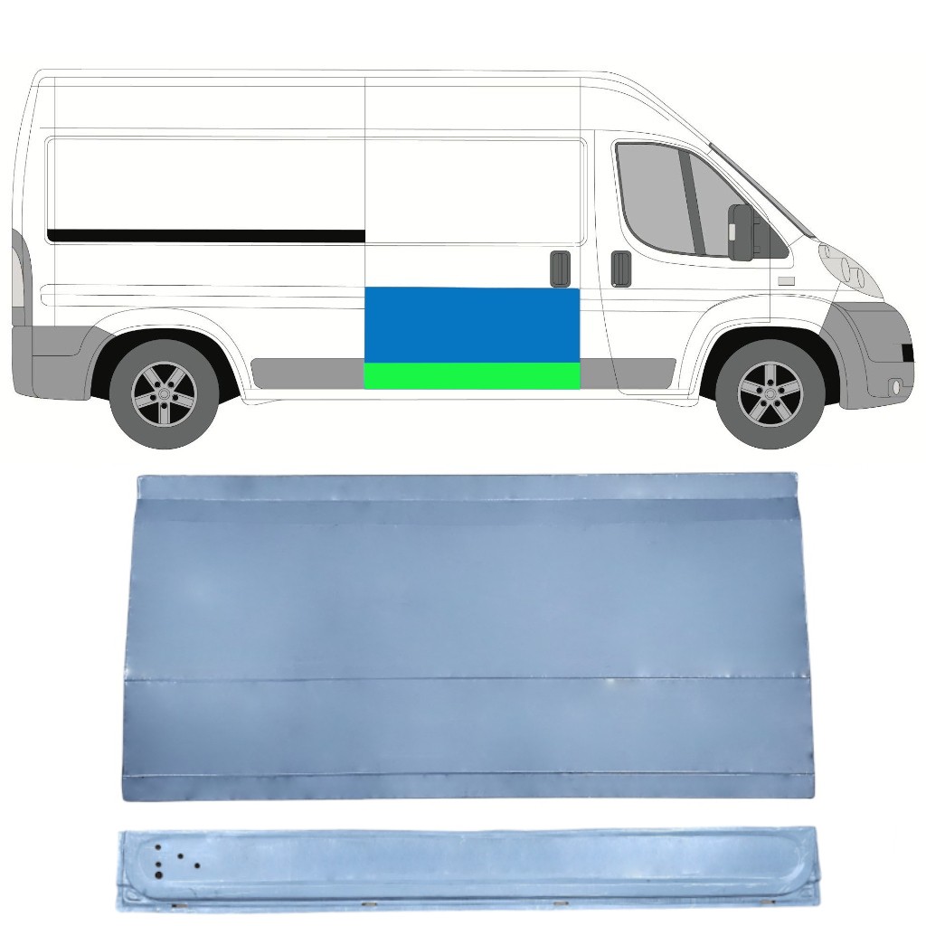 Outer lower sliding door repair panel for Fiat Ducato 2006-2014 / Right / Set