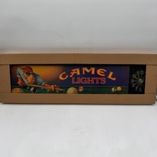 VTG Joe Camel R.J. Reynolds Clock Wood Playing Pool 29 x 8 Camel Lights