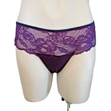 Victoria's Secret Purple Mesh back Chantilly Lace Front Hiphugger Bikini Panty M